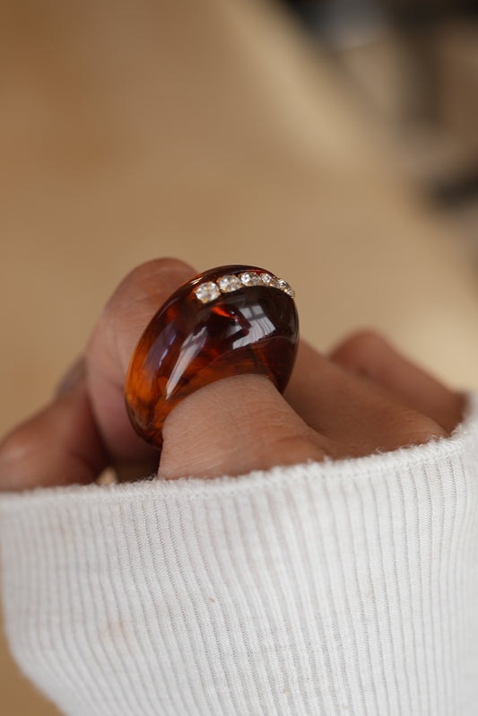 Amber/ Acrylic x Line stone Ring